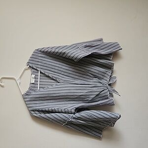 Lavender field gray stripe blouse top size m